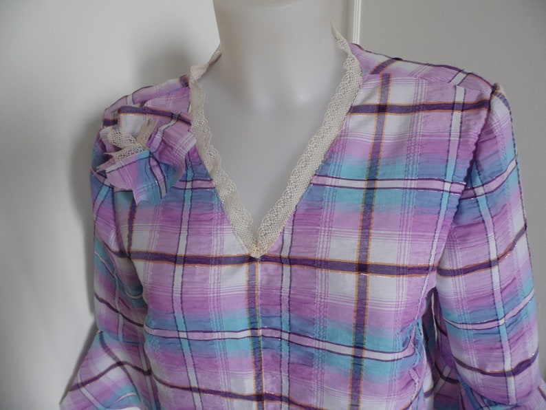 Blouse madras ruffles size 4446 or size and fabric choice