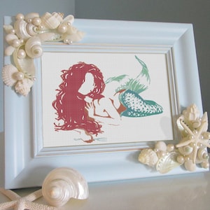 Mermaid Cross Stitch Pattern - Nautical Cross Stitch - Fantasy Cross Stitch - Minimalist Cross Stitch INSTANT DOWNLOAD