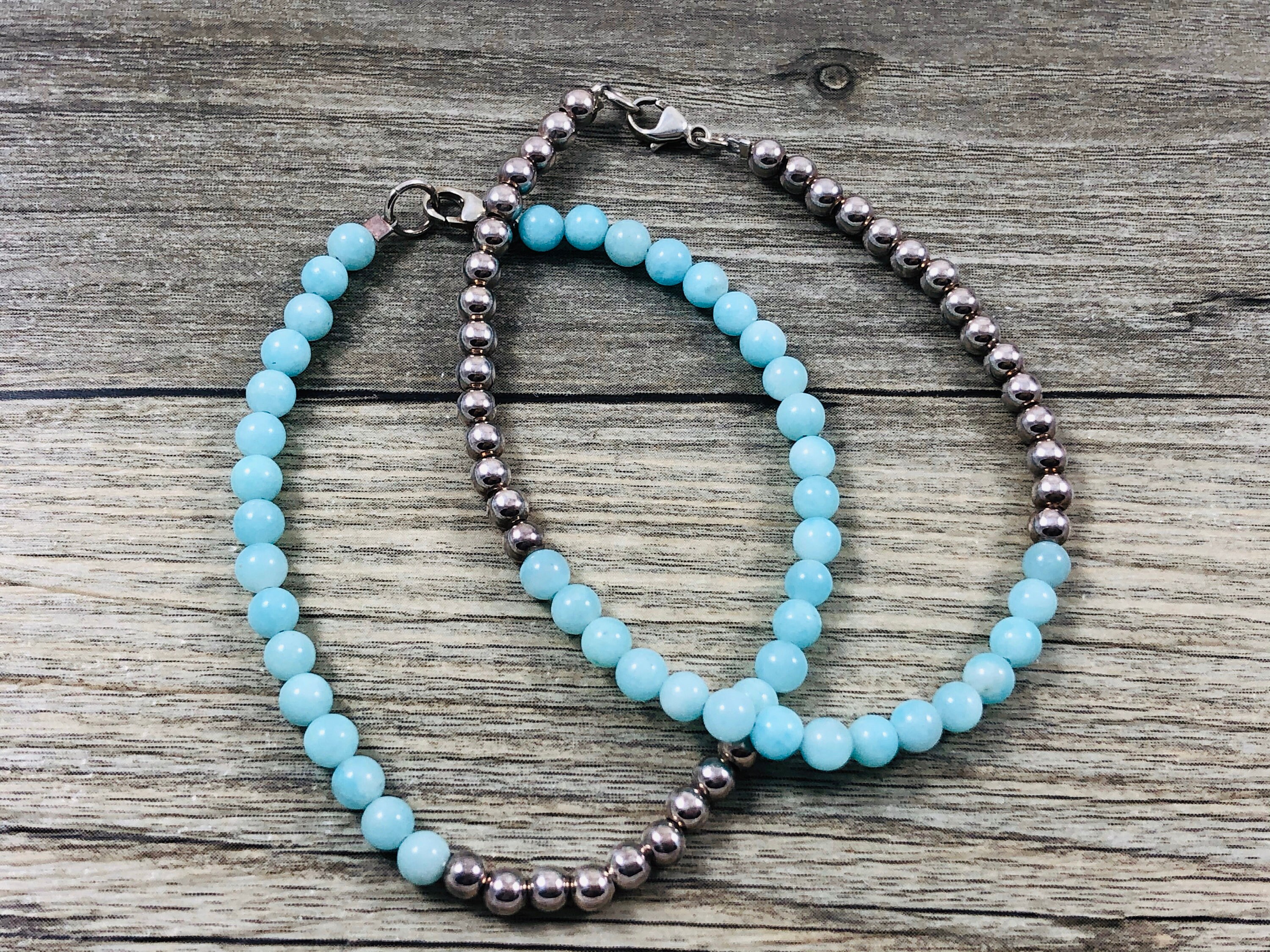Amazonite And Silver Beaded Bracelets 4mm Tiffany Blue Etsy Amazonite And Silver Beaded Bracelets 4mm Tiffany Blue Etsy