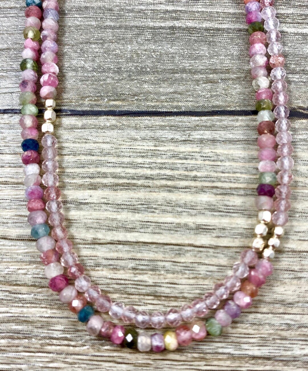 マルチカラートルマリン＆ストロベリークォーツネックレス