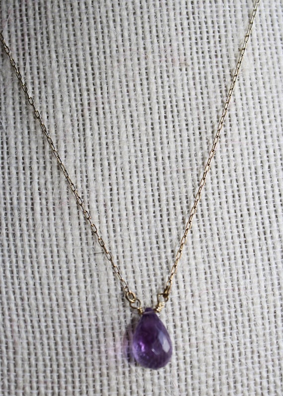 天然パープルアメジストドロップペンダントネックレス - Etsy 日本
