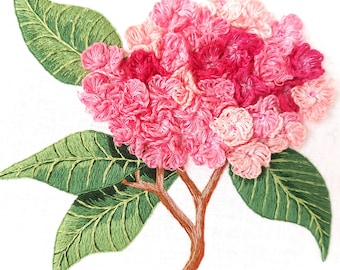 Hand Embroidered Hydrangea Wall Art - Floral Embroidery Hoop Decor / Sandycraftuk