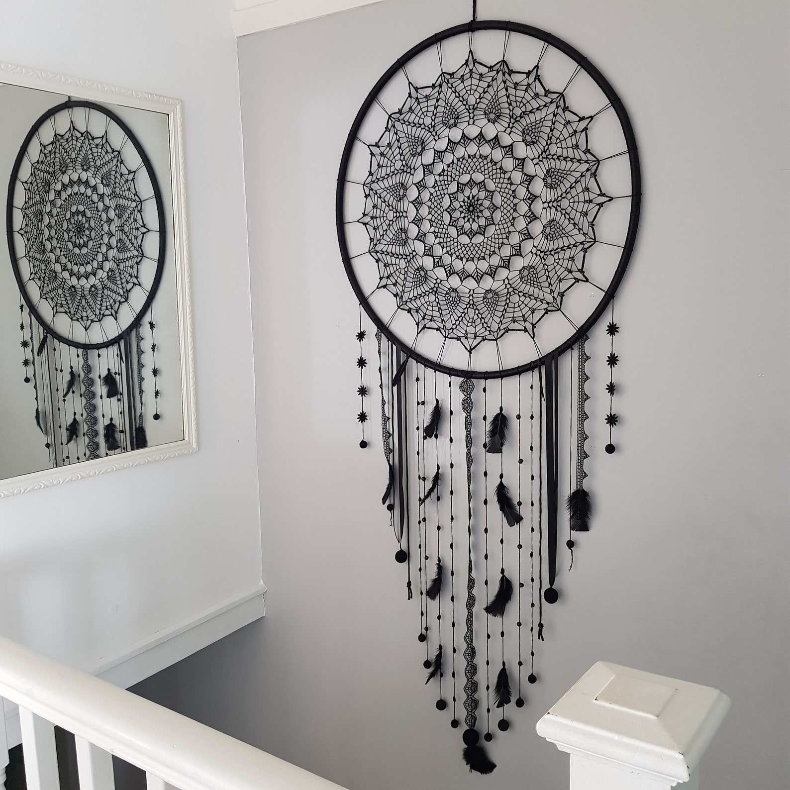 Wall Hanging Decor, Wall Decor, Giant Dream Catcher, Black Large Wall ...