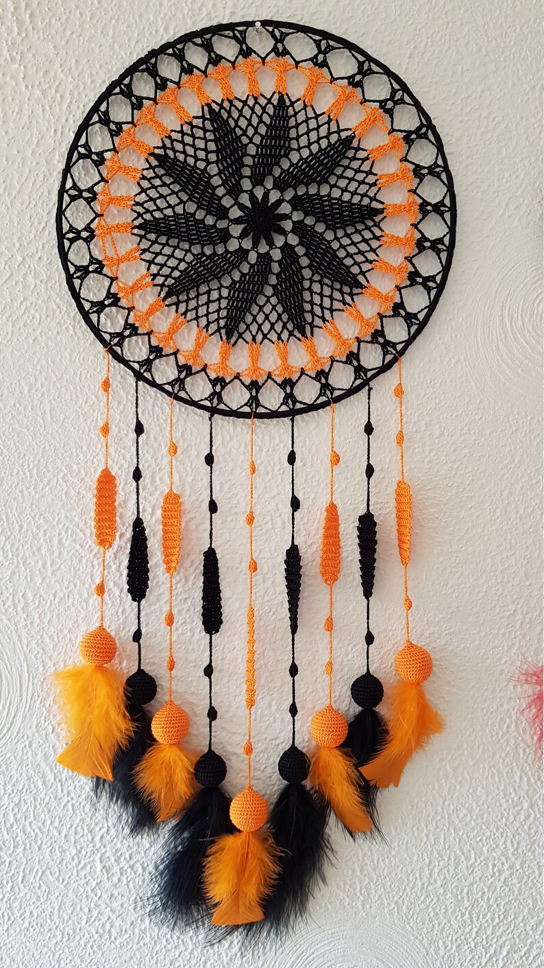 Ornerx Purple & Black Dream Catcher Wall Hanging - 21.65" Long Bohemian Home Decor & Gift