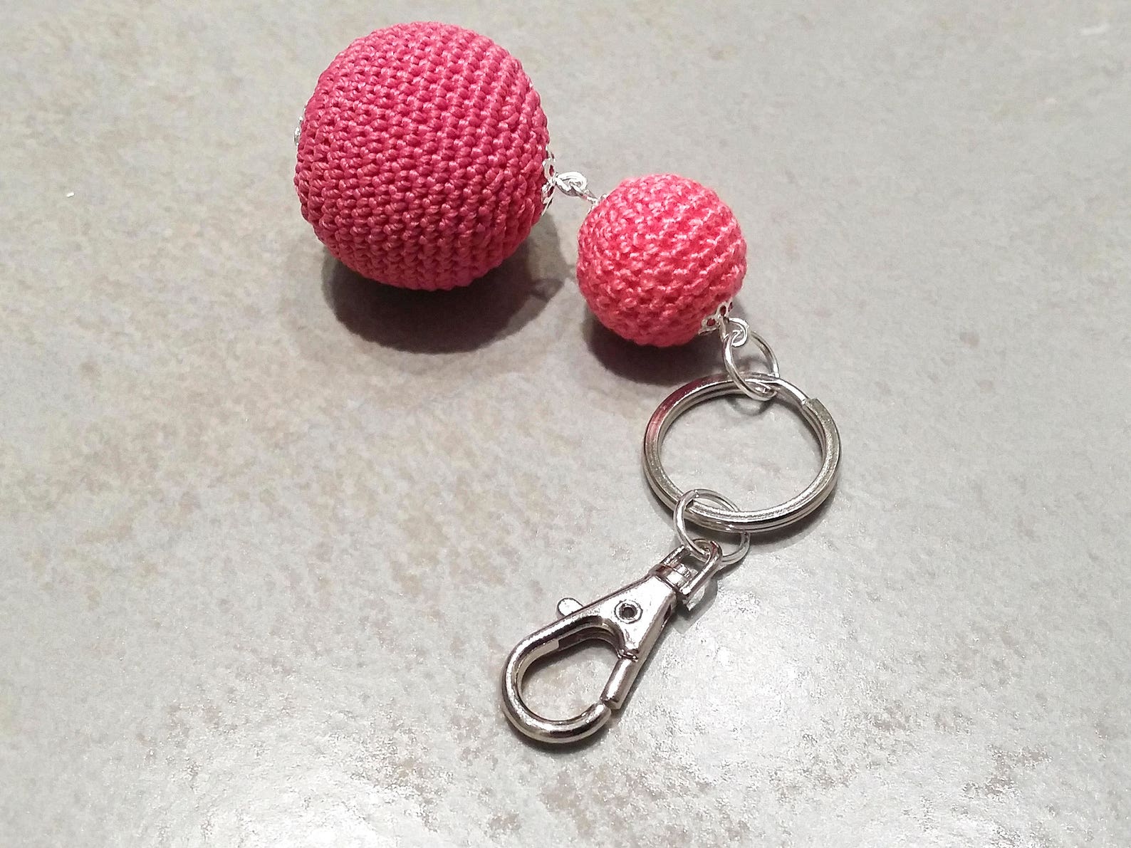 Keyring with two Cotton Balls ball keychain bag charm clip Etsy España