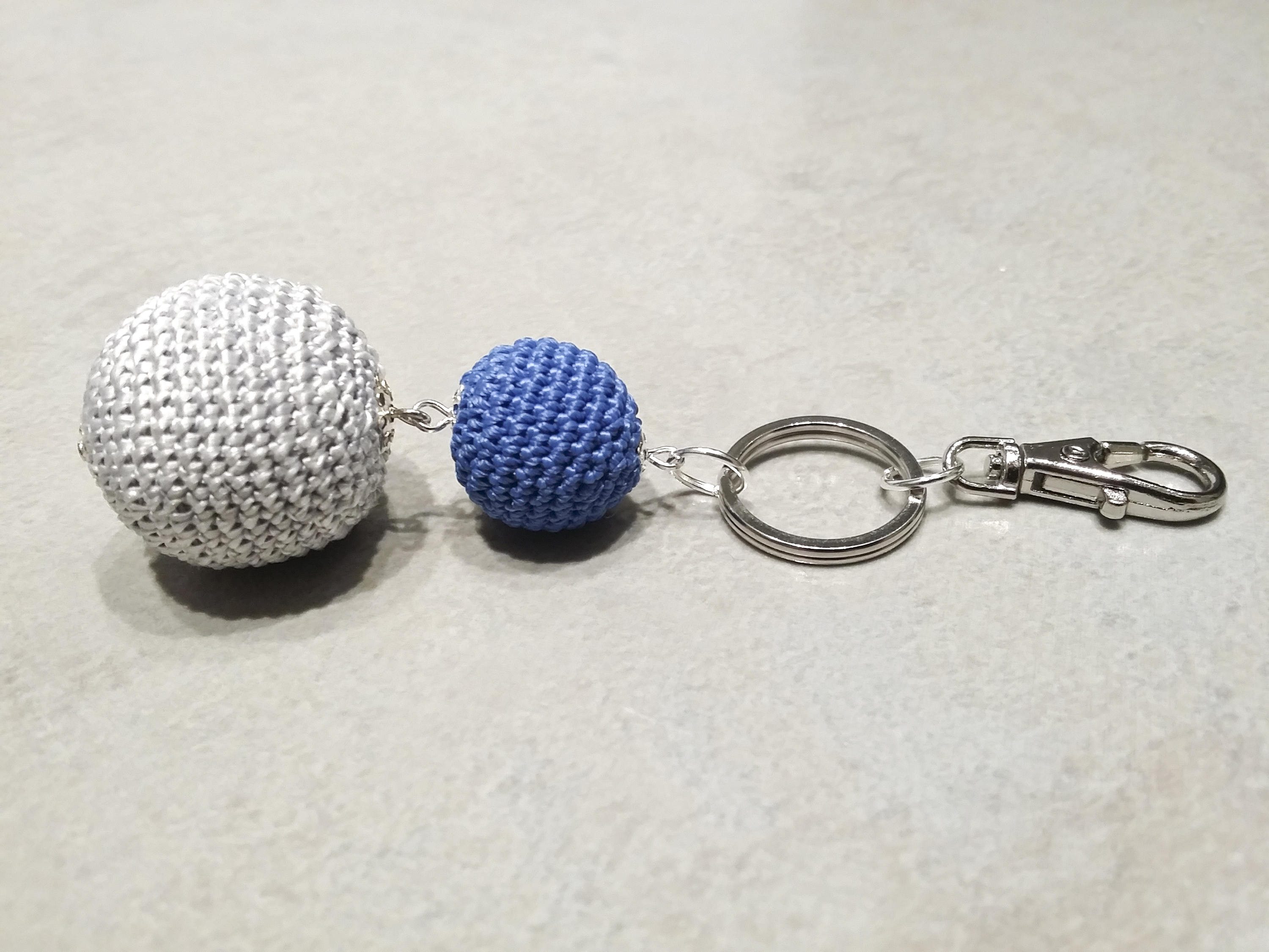 Keyring with two Cotton Balls ball keychain bag charm clip Etsy
