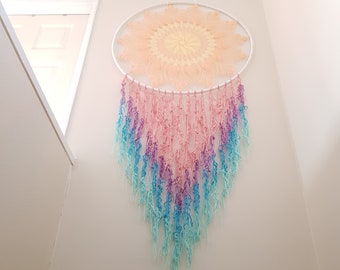 Modern Art, Unique Wall Decor, Colourful Giant Dream Catcher, Wall Hanging Decor, One-of-a-kind Home Decor, Nursery Wallart / Sandycraft