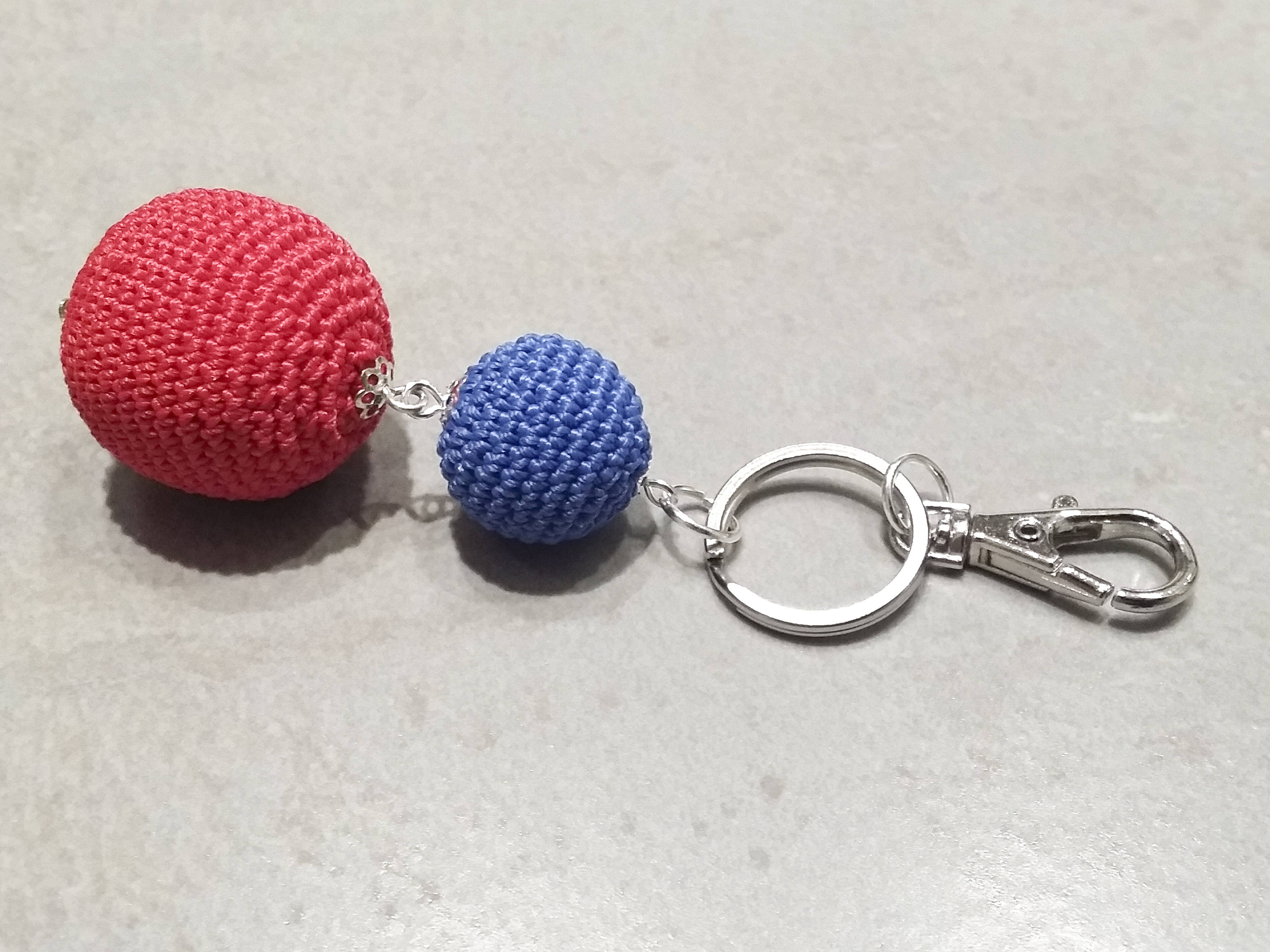 Keyring with two Cotton Balls ball keychain bag charm clip Etsy Italia