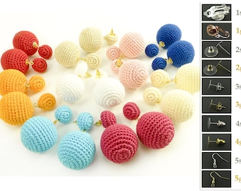 Handmade Crochet Ball Drop Earrings, Lightweight Dangle Jewelry, Colorful Options