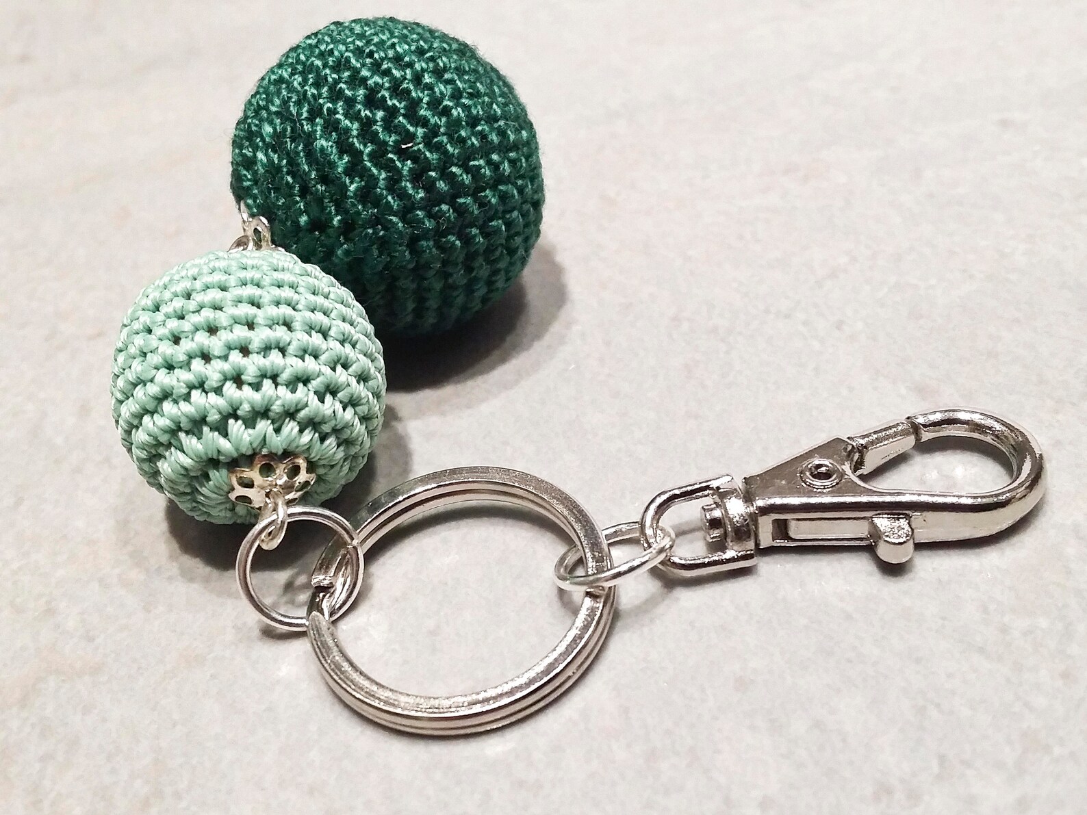 Keyring with two Cotton Balls ball keychain bag charm clip Etsy