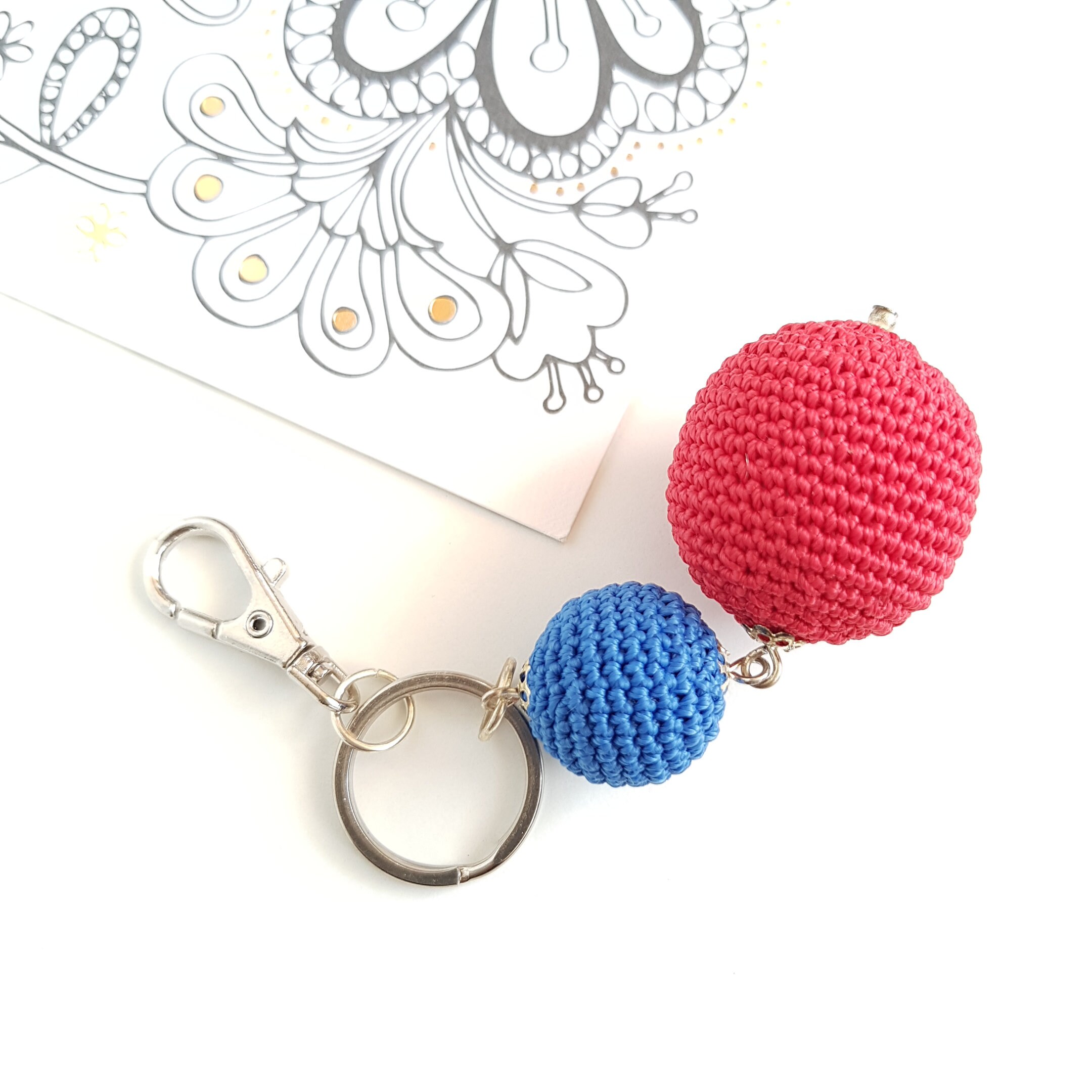 Keyring with two Cotton Balls ball keychain bag charm clip Etsy Italia