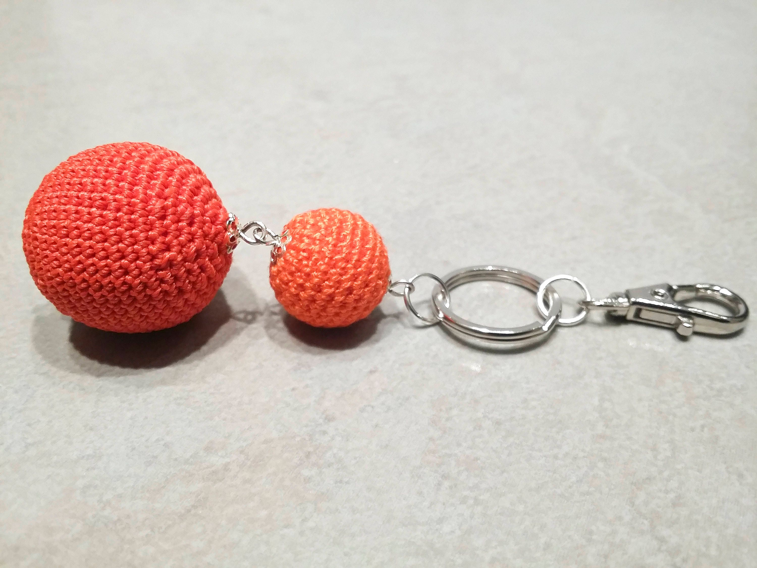 Keyring with two Cotton Balls ball keychain bag charm clip Etsy