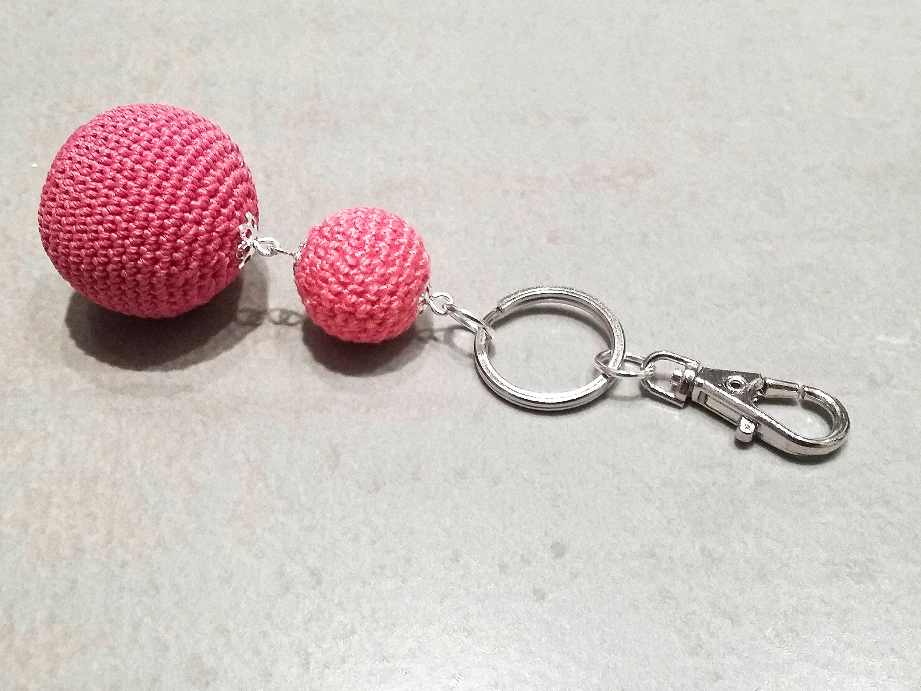 Keyring with two Cotton Balls ball keychain bag charm clip Etsy