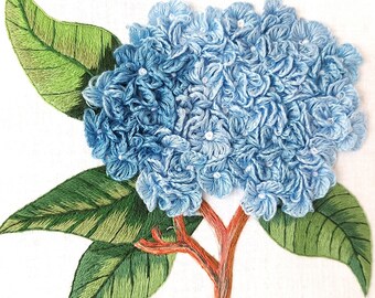 Embroidery Art Hoop  - Hydrangea Blue or Pink or Purple/blue- Embroidery hoop, Wallart decor, Home Decor, Embroidery Art / Sandycraftuk