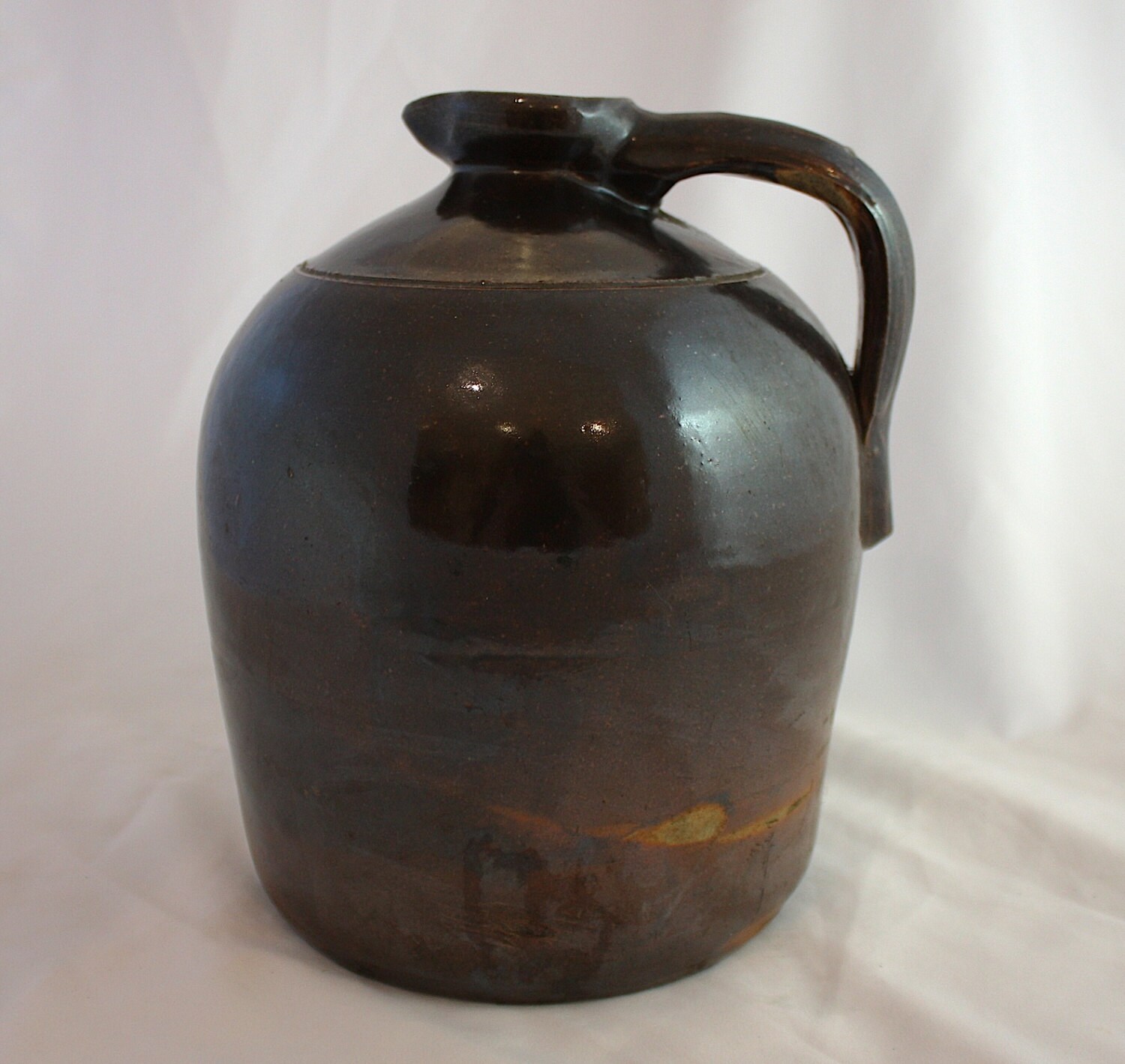 SALE Antique Brown Stoneware Jug with Curved Spout Etsy