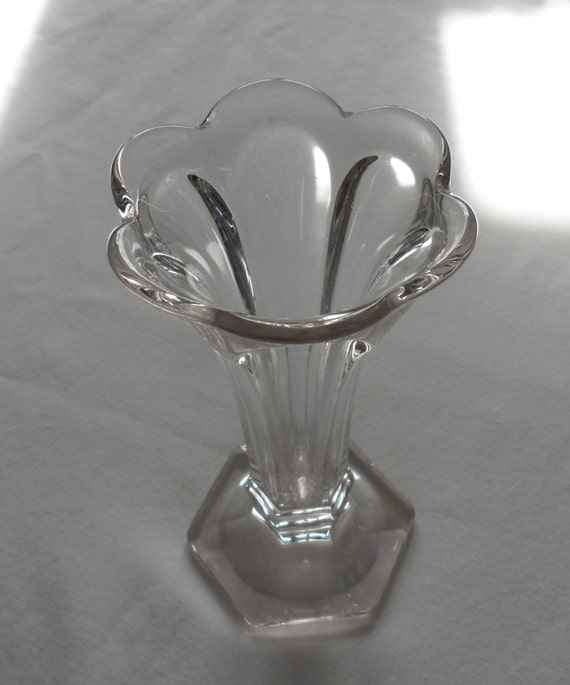 Vintage 1930 S Translucent Pink Depression Glass Heavy - Vintage Pink Depression Glass Vase Vintage 1930 S Translucent Pink Depression Glass Heavy - Vintage Pink Depression Glass Vase
