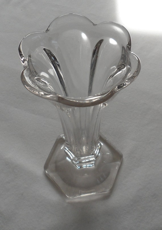Vintage 1930 S Translucent Pink Depression Glass Heavy - Vintage Pink Depression Glass Vase Vintage 1930 S Translucent Pink Depression Glass Heavy - Vintage Pink Depression Glass Vase