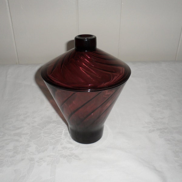 1960s Moroccan Rich Deep Amethyst Glass Swirl Candy Dish with Lid from Hazel-Atlas Glass Co./Deep Purple Lidded Candy Dish