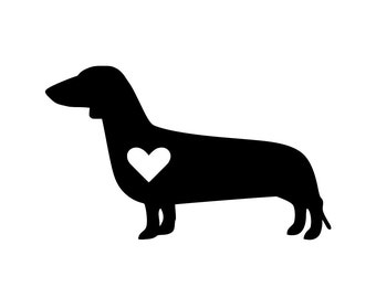 20 Cutouts - Paper Dog with Heart Cutout,  Dachshund Shapes, Die Cut Paper Dachshund, Dog Lover's Cutouts, Bulletin Board Decorations