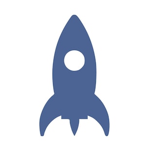 May include: A blue rocket ship icon with a white circle in the middle.