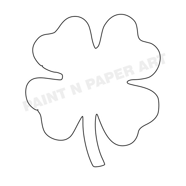 Printable Clover Template- PDF,  Digital Download, Download Shamrock,  School Projects,  Kid's Color Page,  7 Inch Clover