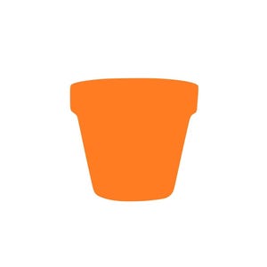 May include: A solid orange terracotta flower pot with a slightly flared rim. The pot is empty and ready for planting. The design is simple and classic, suitable for various plants and garden styles.