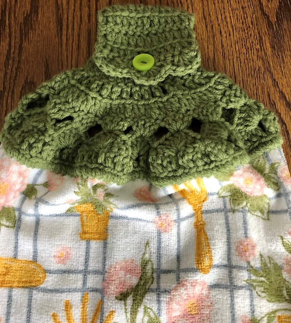 Flowers Crocheted Hanging Kitchen Towel