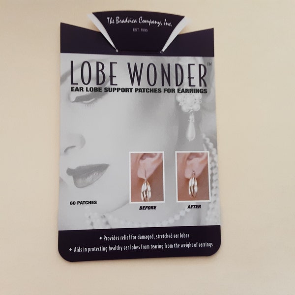 LOBE WONDER Earring Support Patches for Damaged; Stretched; and Torn Earlobes  (60 patches)