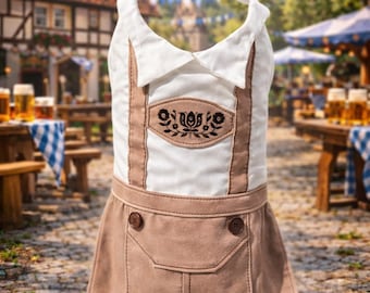 Handcrafted Dog Lederhosen: Bavarian Floral Oktoberfest Outfit RTS