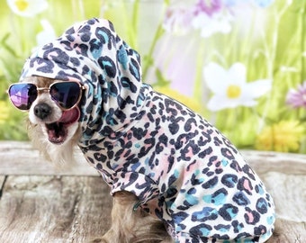 Dog hoodies Pink Cheetah French Terry Soft