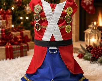 Toy Soldier Dog Costume Ready to Ship, Nutcracker Pet Costume for Boy Dogs, Christmas Dog Vest and Pants, In Stock Holiday Pet Outfit