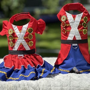 Toy Soldier Nutcracker Matching Girl or Boy Harness dress and Vest