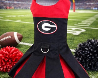 Custom Team Colors Pet Cheerleader Dress – Handmade Dog Cheer Outfit Made to Order