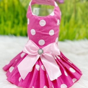 Polka Dot Pink Princess Cotton Pet Dress