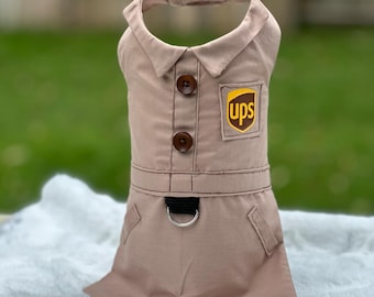 Classic Courier-Inspired Dog Costume | Tan Delivery Vest for Pets