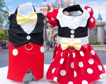 Mouse-Inspired Polka Dot Dog Dress Harness -Ready to Ship– Handmade in the USA
