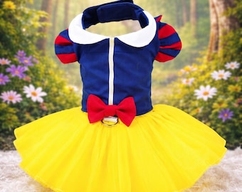 Fairytale Princess Dog Costume Dress: Removable Bow & D-Ring