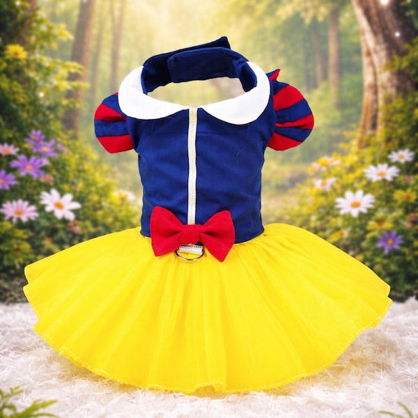 Fairytale Princess Dog Costume Dress: Removable Bow & D-Ring