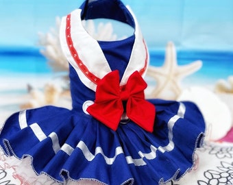 Patriotic Sail Away: Red, White & Blue Sailor Pet Dress