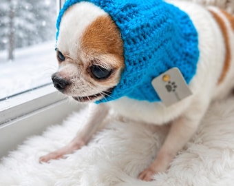 XXS Dog Snood Ready to Ship, Crochet Tiny Dog Bonnet, Winter Dog Neck Warmer, Chihuahua Ear Warmer, Yorkie Snood, Teacup Puppy Hood