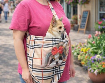 Small Dog Carrier Bag – Crossbody Sling for Chihuahua, Yorkie & Small Pets | Handmade Pet Travel Bag