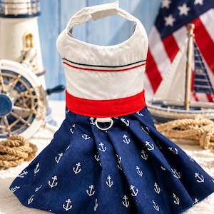 blue anchor dress KJP Women's Cape Anchor Embroidered Belted Dress in Navy Blue S