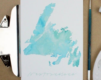 Newfoundland Map, Newfoundland Art, Newfoundland Wall Art, Watercolor Map, Canada Gift, St John's Newfoundland, Map Poster, Map Gift
