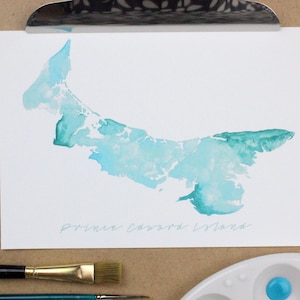 Carte de l'Île-du-Prince-Édouard, carte de l'Île-du-Prince-Édouard, cadeau Canada, cadeau carte, Île-du-Prince-Édouard, peinture Île-du-Prince-Édouard, aquarelle carte, art de la carte
