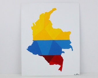 Colombia Map Painting, Original Painting, Colombian Art, Map Art, Personalized Map, Colombia Flag, Travel Art, Travel Gift, Colombia Gift