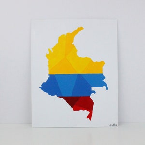 Kolumbien Karte Malerei, Original Gemälde, kolumbianische Kunst, Kartenkunst, personalisierte Karte, Kolumbien Flagge, Reisekunst, Reisegeschenk, Kolumbien Geschenk