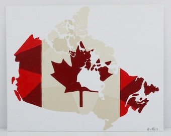 Canada Map, Canada, Custom Map Gift, Canada Painting, Map Of Canada, Canada Flag Art, Canadian Flag, Canada Gift, Travel Gift, Travel Art