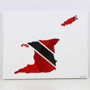 Trinidad And Tobago, Original Painting, Map Gift, Trinidad Flag, Trinidad Map, Map Gift, Travel Gift, Map Art, Caribbean Map, Trinidad Gift