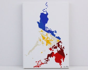 Mapa de Filipinas, Pintura original, Regalo de mapa, Arte de Filipinas, Filipinas, Bandera de Filipinas, Regalo de viaje, Decoración de viaje, Arte de mapa, Decoración de mapa