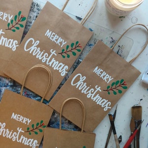 Custom Christmas Gift Bag, Personalized Christmas Gift Bag, Merry Christmas Gift Bag, Custom Gift Bag, Christmas Gift Bag Set, Name Gift Bag